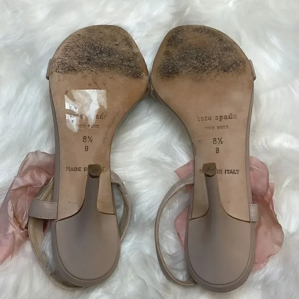 Kate Spade Lavish Powder/ Calf Blush Flower Heel Size 8.5M